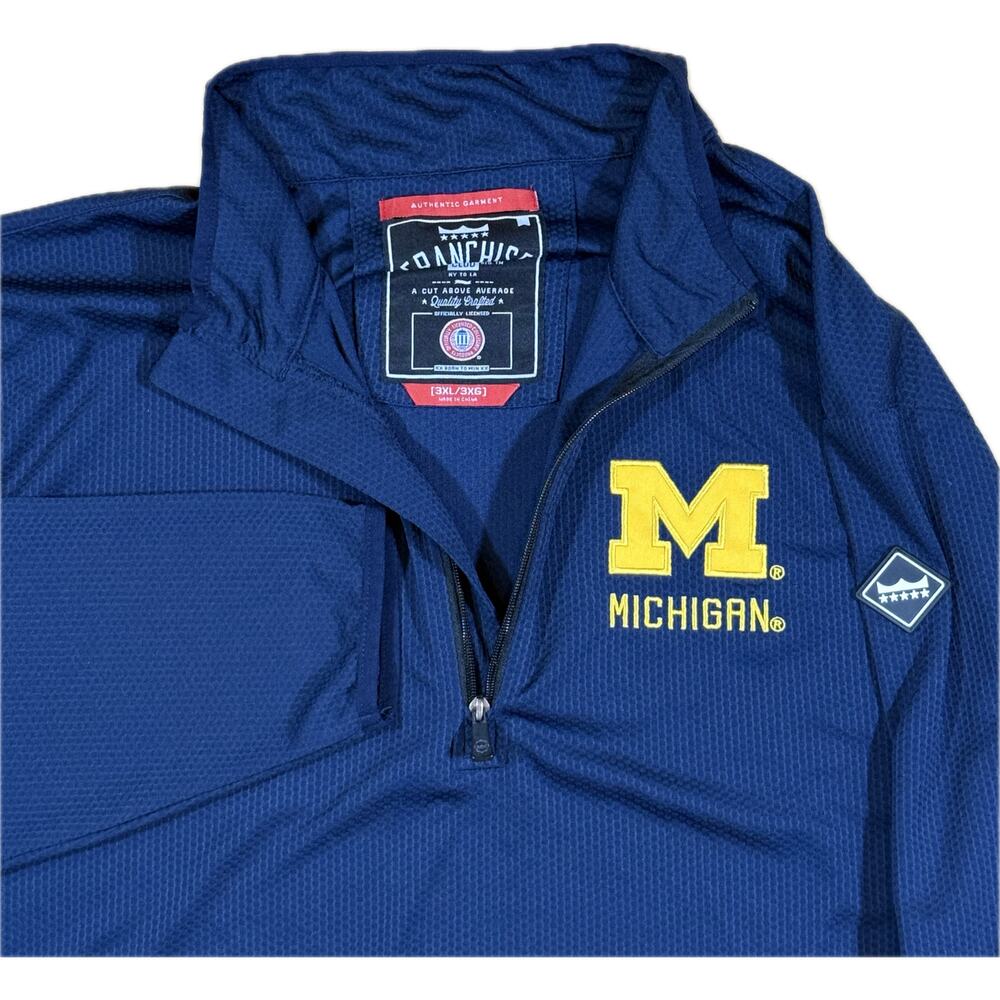 Franchise Club Michigan Long Sleeve Quarter Zip Pullover 3XL Blue NCAA Wolverine